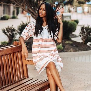 Orange and white stripe dress